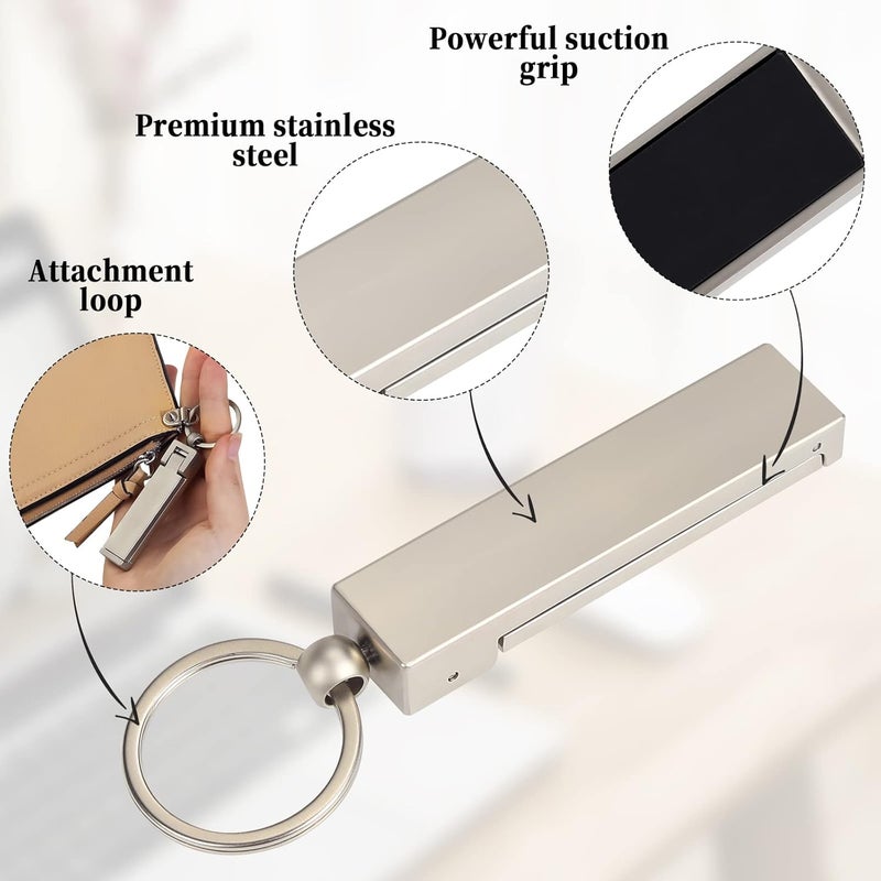 BULFULL Purse Hook for Table, Foldable Instant Bag Purse Hook Handbag Table Hanger Holder with Carabiner Set Phone Stand (Platinum+Black) - Image 3